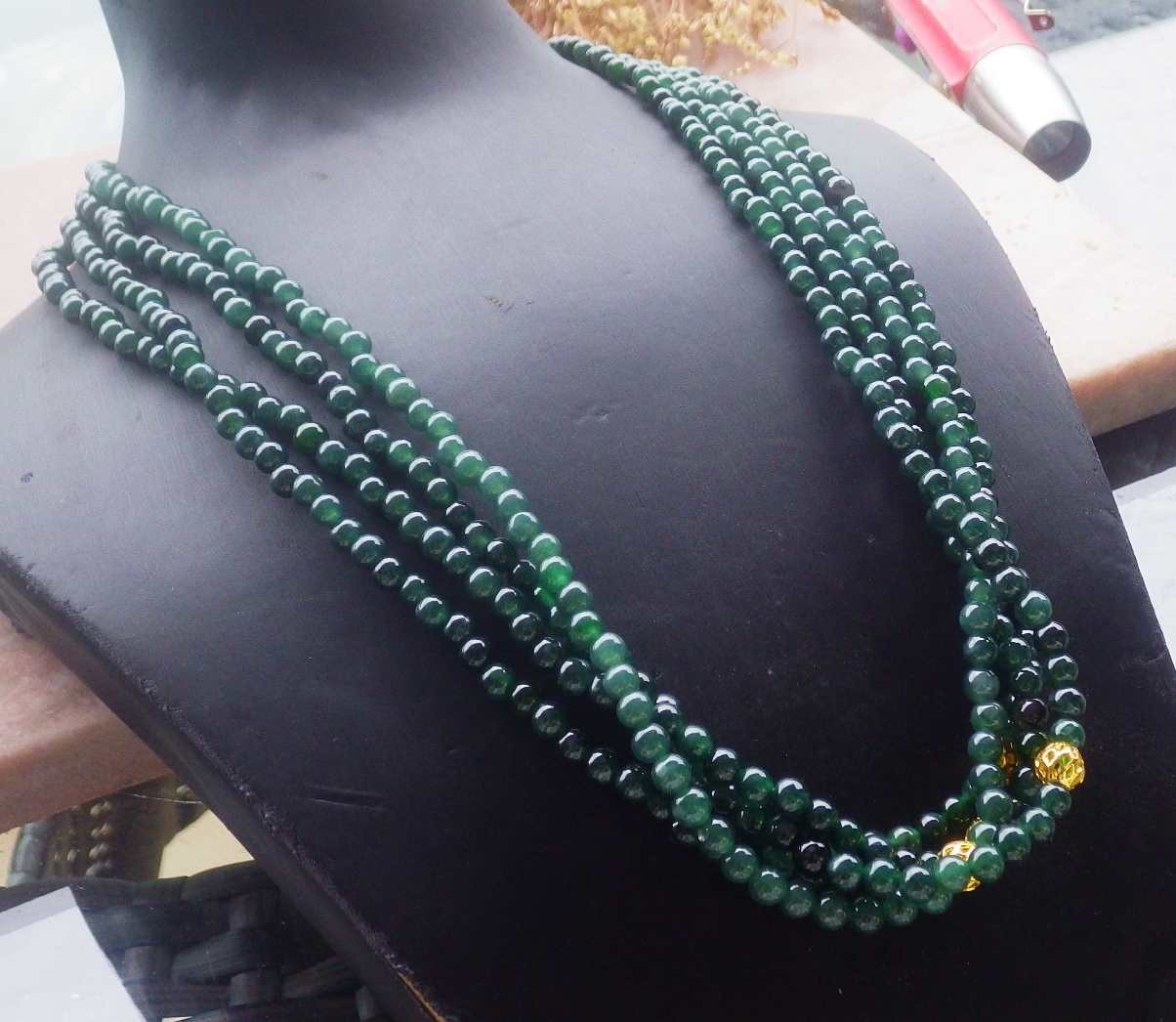 1pcs Green Burma 100% A JADE Jadeite beads bead Necklace 23in 715563