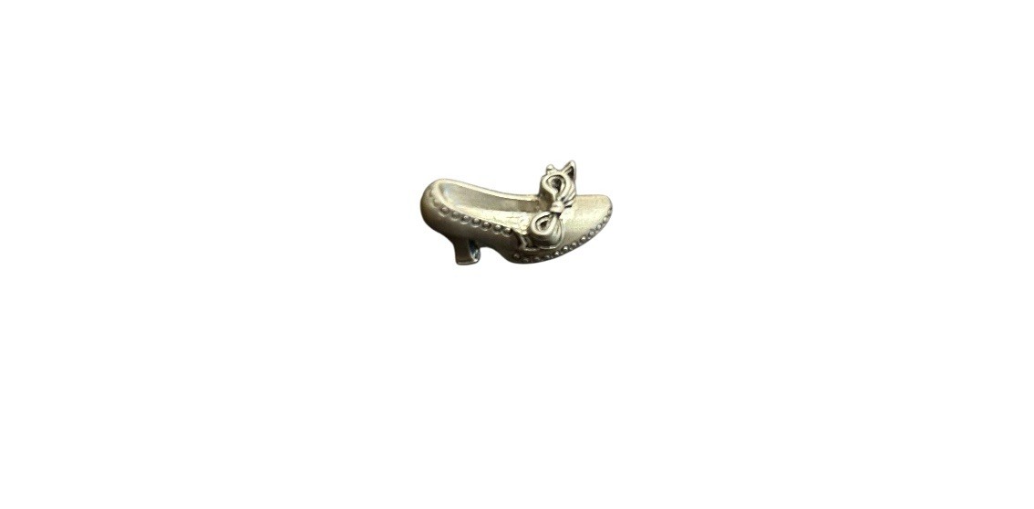 Vintage High Heel Shoe with Ribbon Silver Tone Lapel Pin Collectible