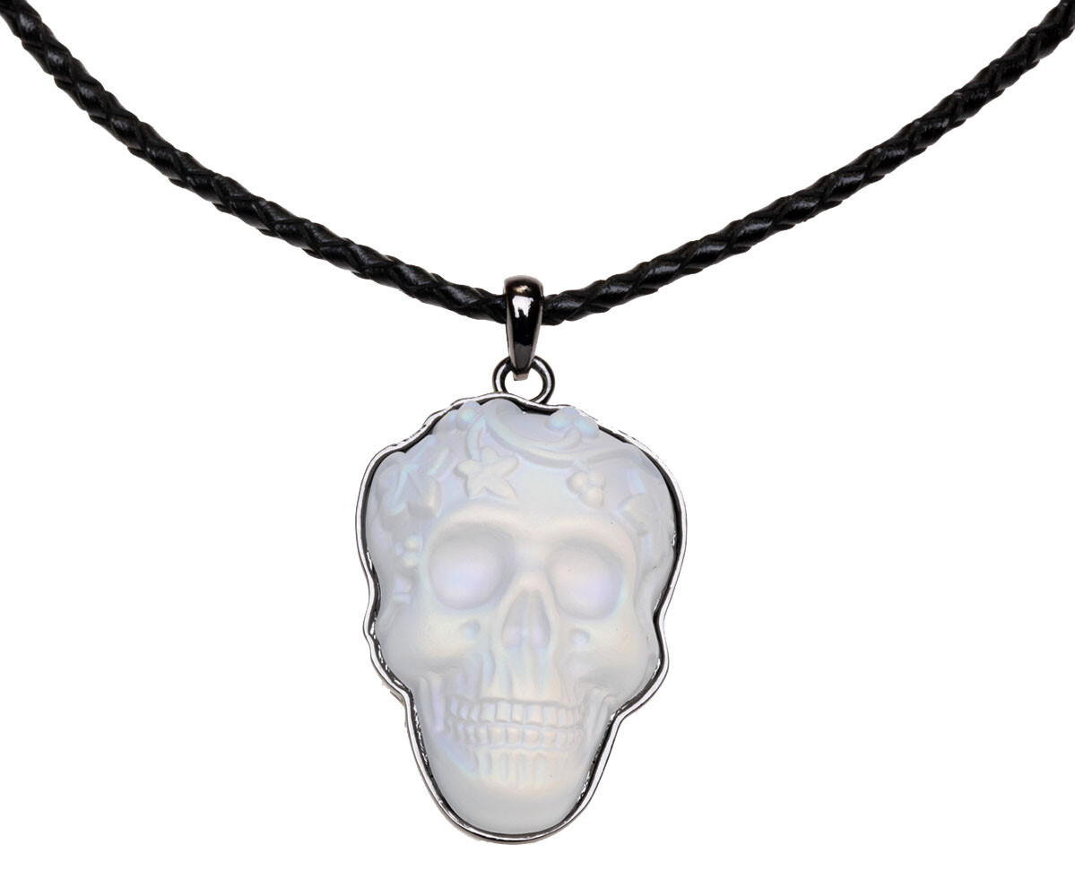 Kirks Folly Glass Dream Skull Corded Necklace hematite