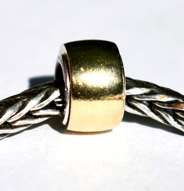 Brass charm bead, 8.8mm, full Sterling silver core, for European Charm Bracelets