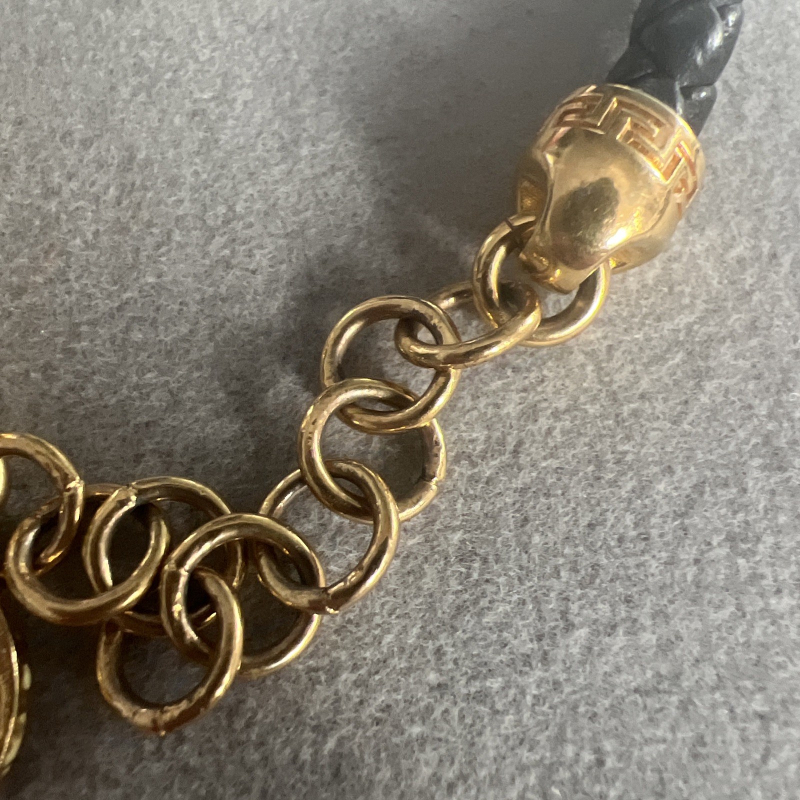 Authentic VERSACE Braided Rope and Gold Tone Bracelet