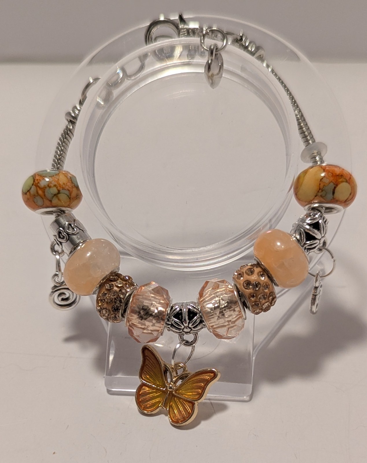 Customizable Silver Bracelets With Large Hole Beads & Charms. OOAK made To Order