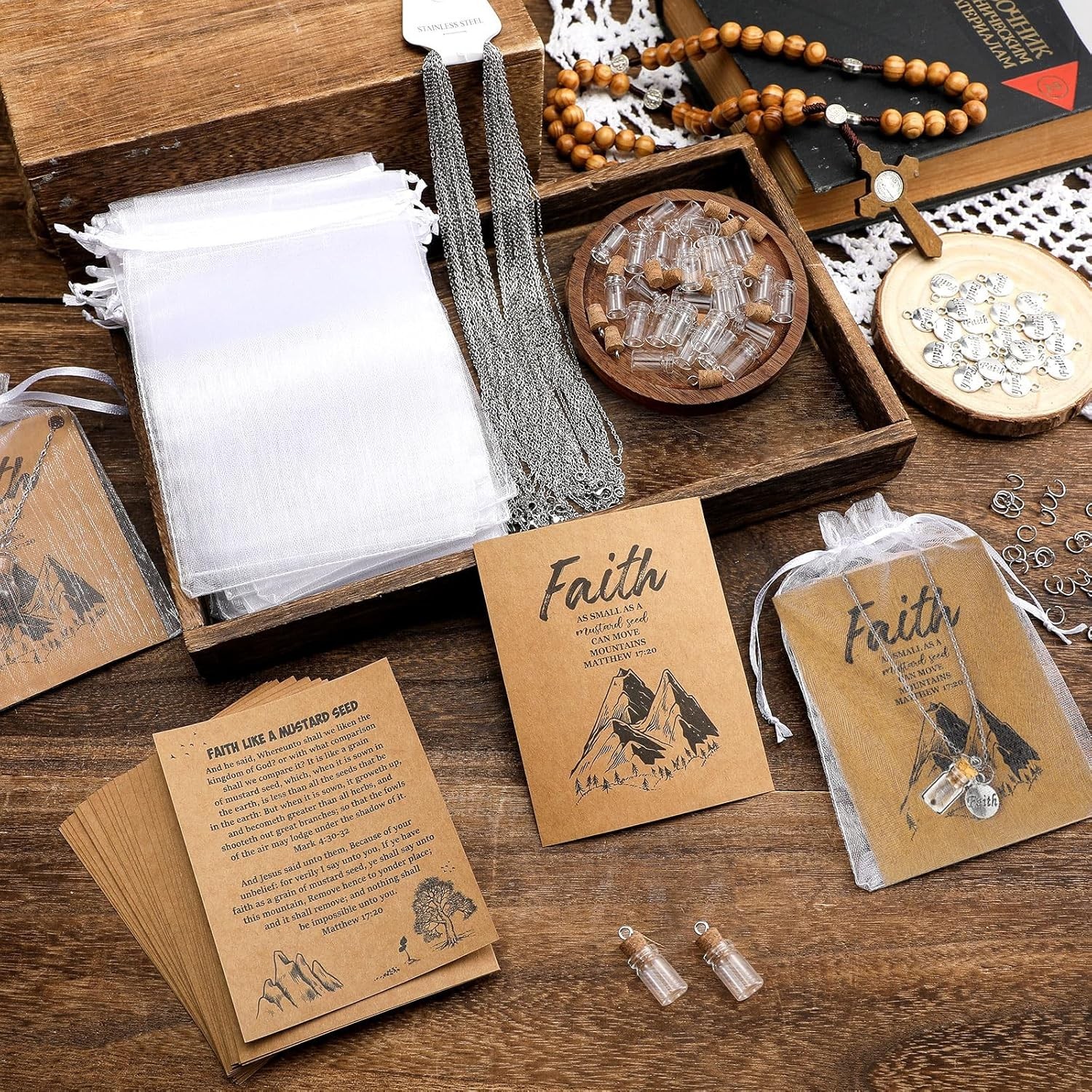Classic 30-Piece Mustard Seed Necklace Set – Faith Inspired Gifts for Adults