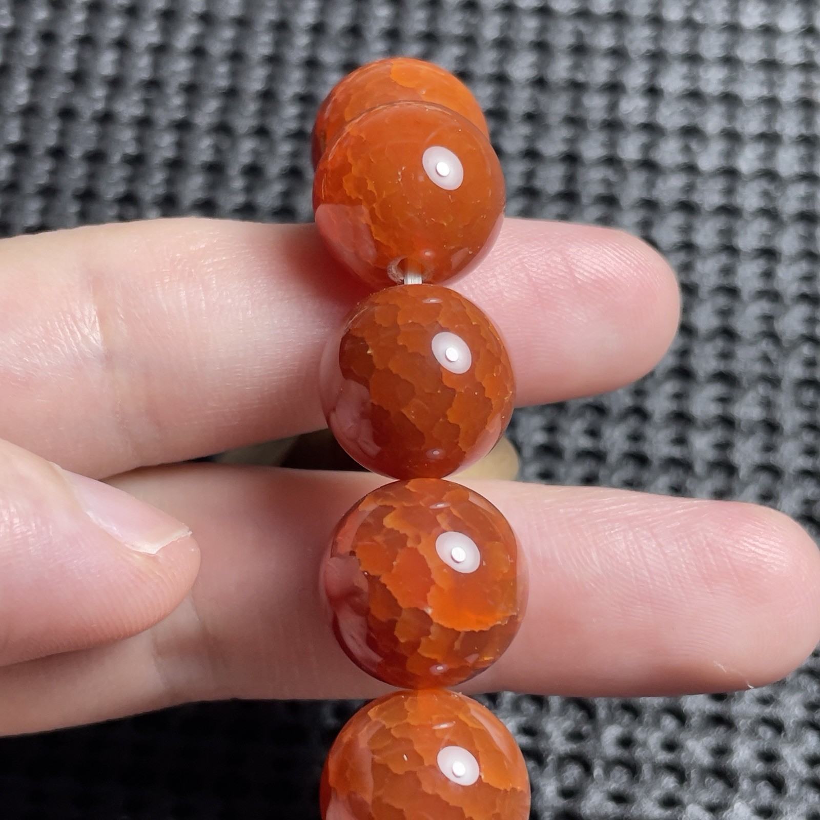 14mm Red Dragon Scale Agate Bracelet Gemstone Healing Chakra Reiki Meditation