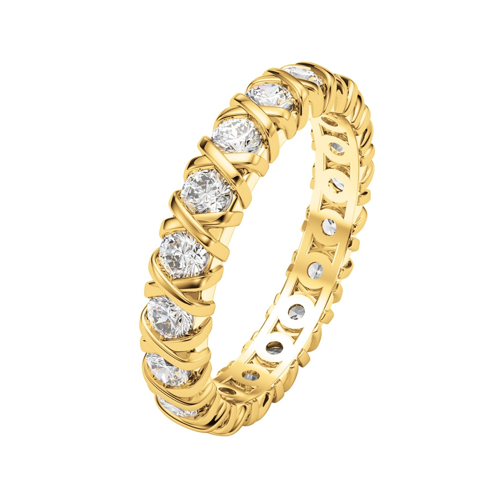 18K Gold Plated Solid CZ Simulated Diamond Stackable Ring Eternity Bands for …