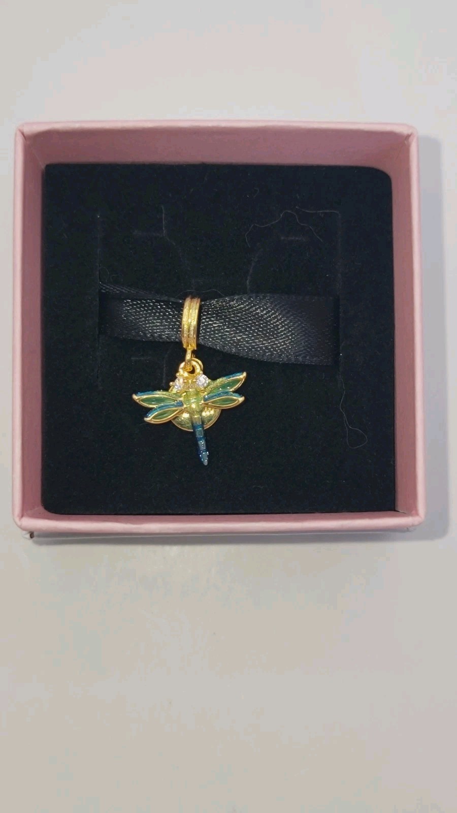 New Pandora Gold-plated Dragonfly Double Dangle Charm S925 ALE Free Spirit w box