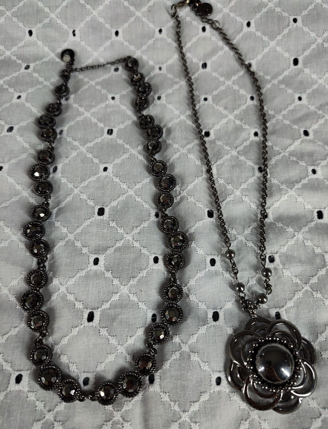 Liz Claiborne Black Gun Metal Necklace Lot (2)