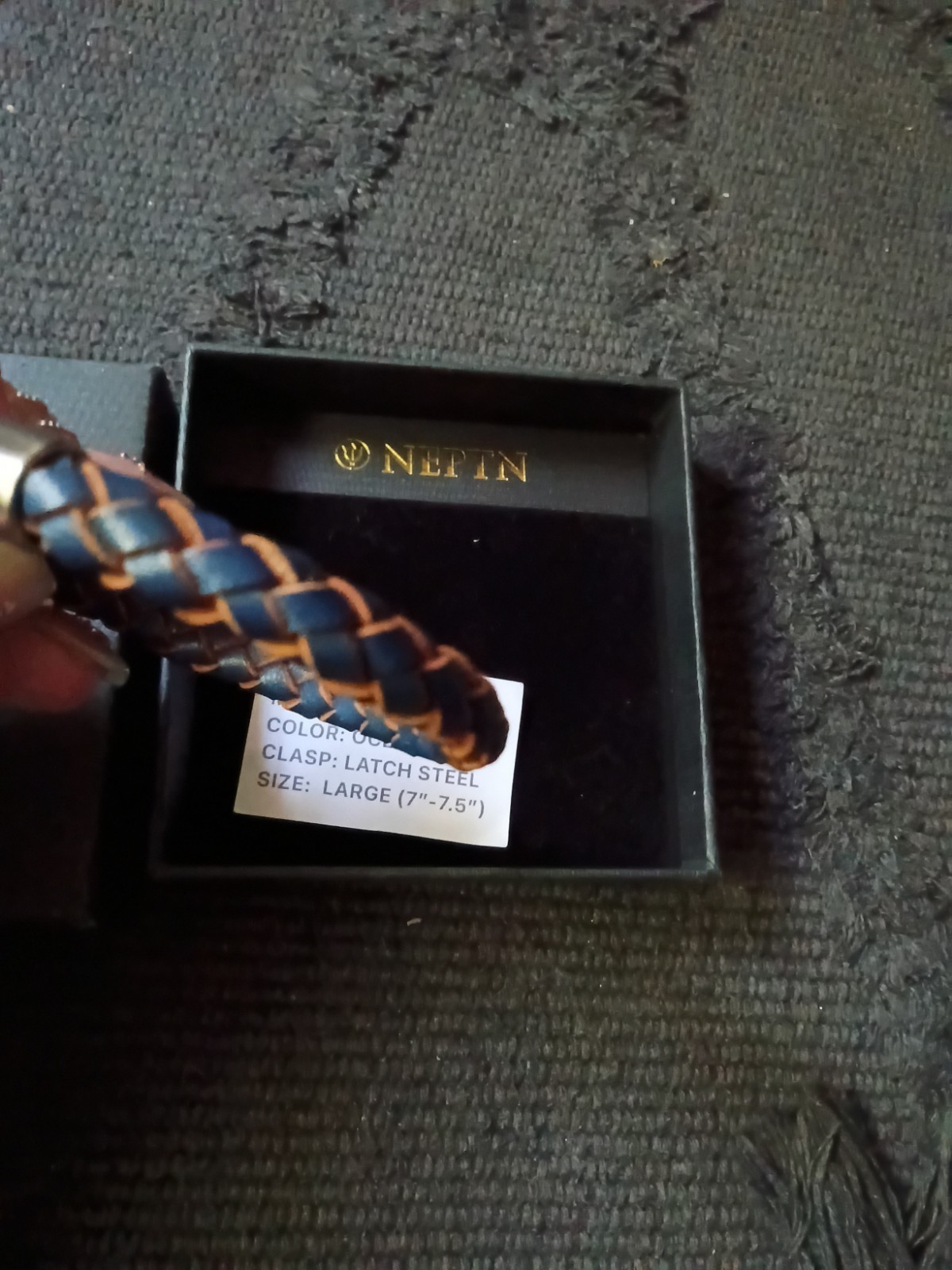 NEPTN Blue Brown Leather Bracelet 7-7.5 In Men Women Unisex