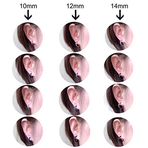 Hypoallergenic Titanium Steel Loop Earrings Set 14 Millimeters A:Mixed 4Pairs