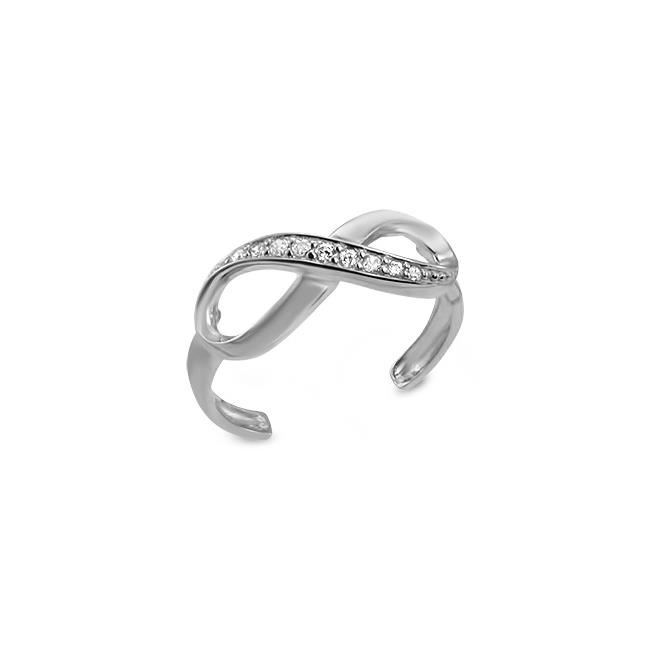 14KT Solid Yellow or White Gold Toe Ring Infinity CZ Jewelry Adjustable Size