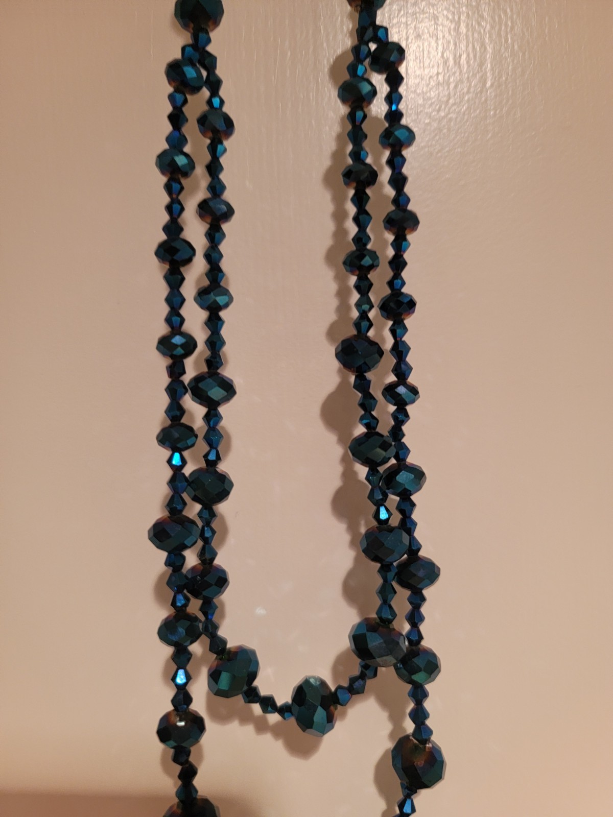 Blue Beaded Necklace 16″