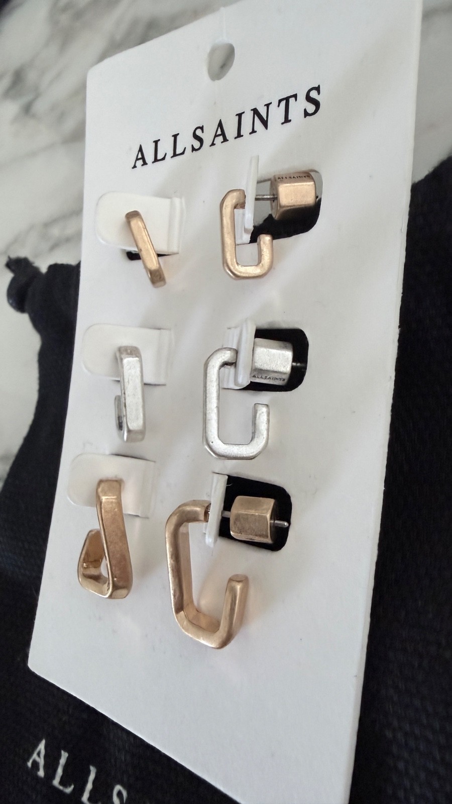 Allsaints 3 in 1 – Tia Hex Hoop Earring Set