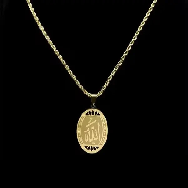 Allah Necklace 18K Gold Silver Muslim Pendant Men Islamic Jewelry Arabic Women