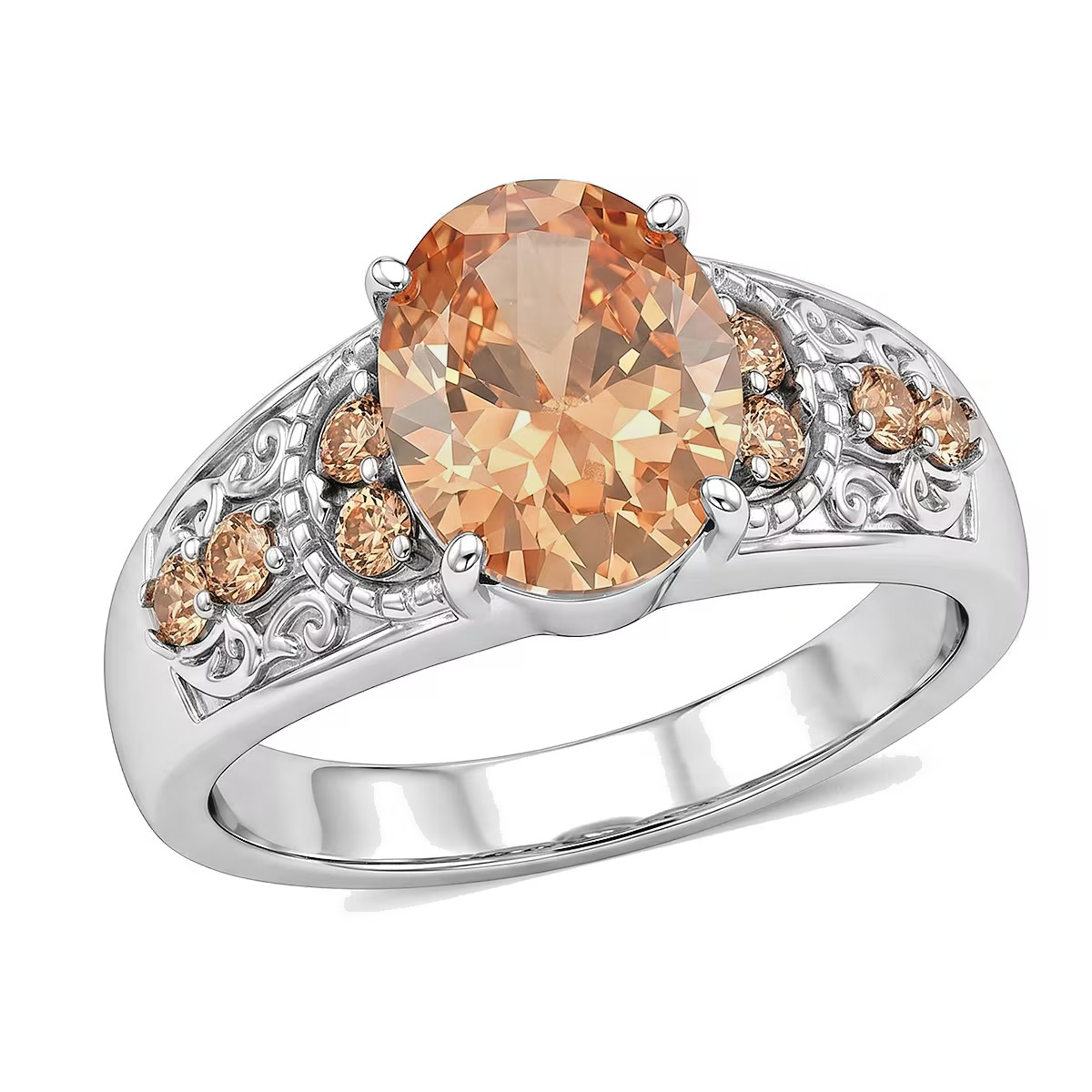 EverTrue Ring Simulated Champagne Diamond- 316L Stainless Steel 4.75 ctw Sz 6.0