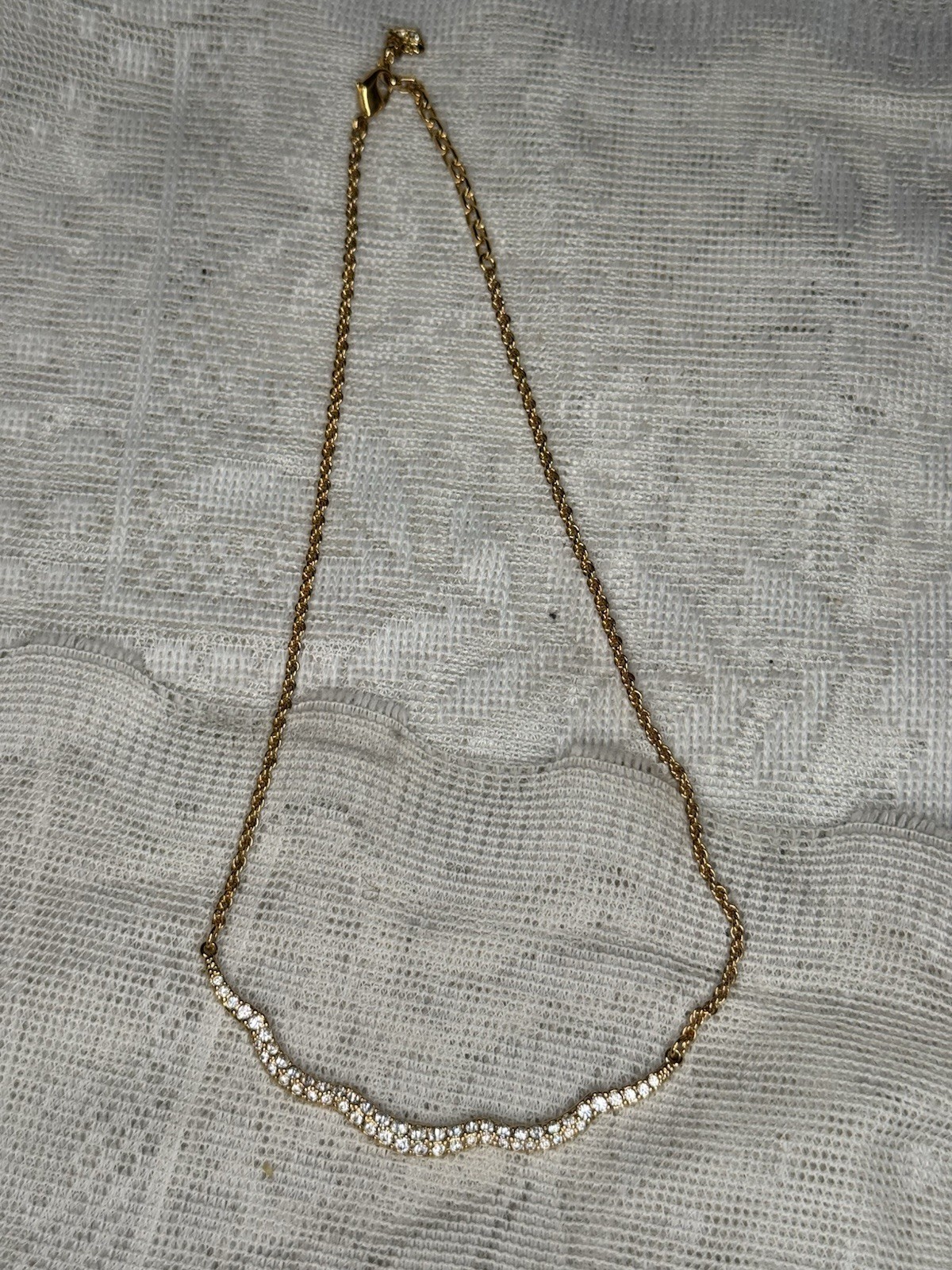 Genuine Swarovski Gold Tone Crystal Pave Rhinestone Necklace Choker Collar