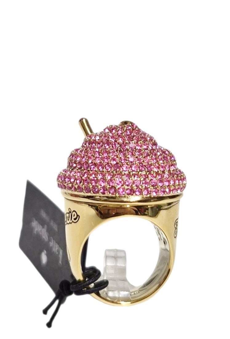 Kate Spade Fast Food Freezie Statement Ring Size 8 Pink Multi Brass KL504 New