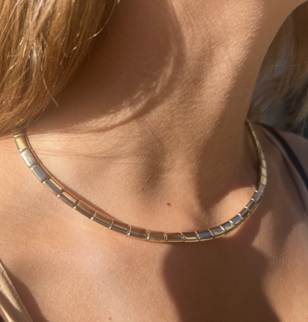 LOFT Gold Tone Rectangular Link Chain Necklace Adjustable