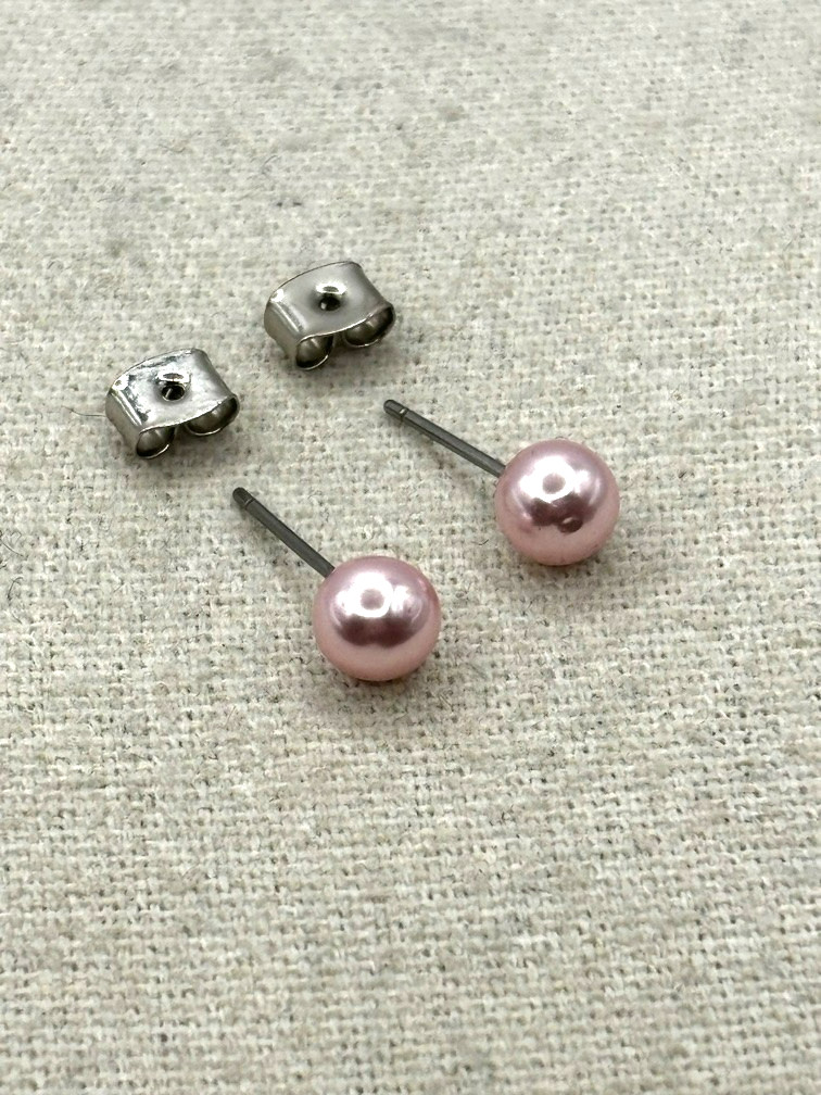 Pink Teal Green Flower Faux Pearl And Crystal Stud Dangle Earring Set of 7 Pairs