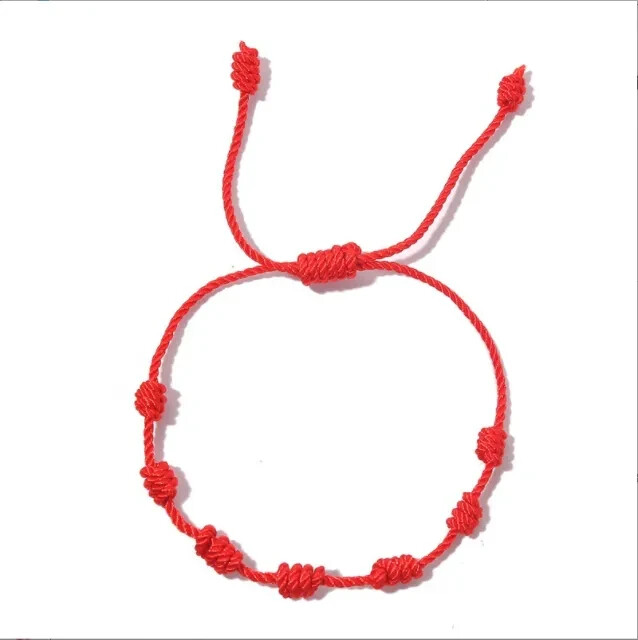 (2 Pack) 7 nudos Pulsera Roja Protección del Mal de Ojo Buena Suerte Ajustable