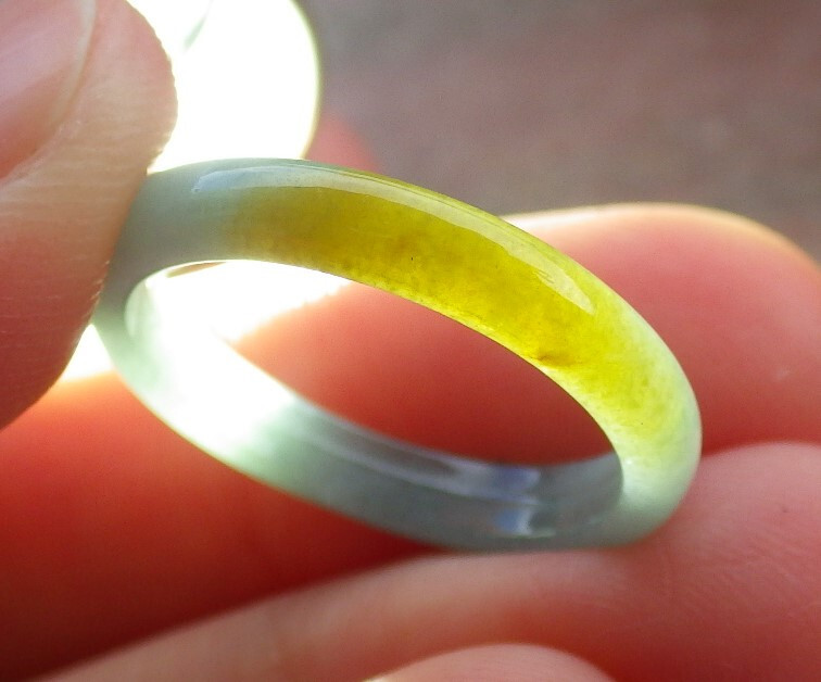 2 Pcs Certified Yellow A JADE Jadeite Circle RING USA. 6.5 & 7.5 戒指 664476 AS