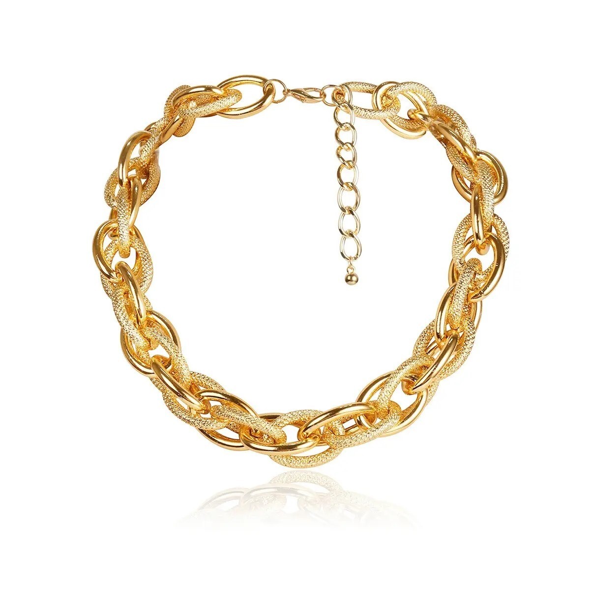 Chunky Choker Gold Necklace – Cuban Link Chain Double O Link Necklaces Hip-hop