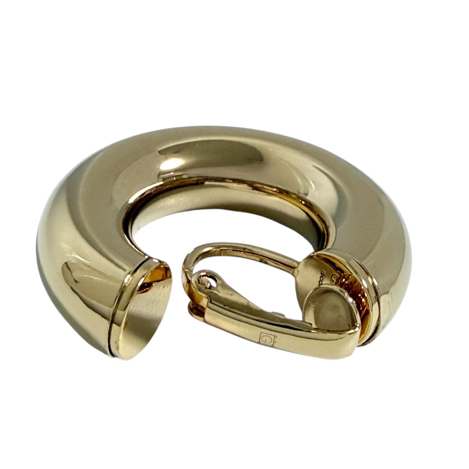 Gucci Women Hoop Single Earring Gold Metal Clip On w/Storage Bag Boxed 3.1cm