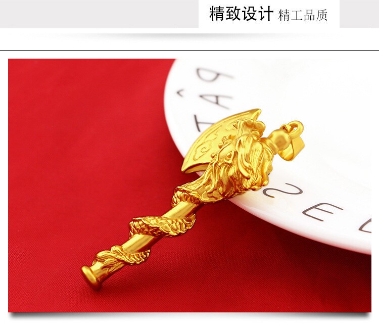Axe Dragon 22K 24K Thai Baht Yellow Gold GP Filled Necklace 30g