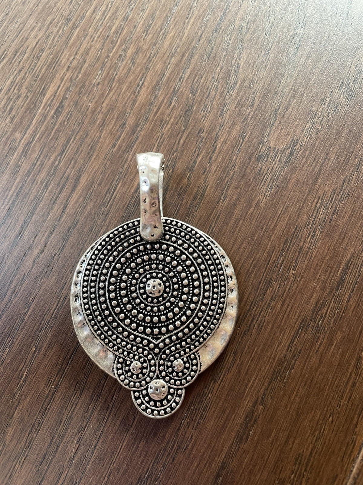 Large silver-tone beaded pendant only ~ No chain ~ Costume jewelry