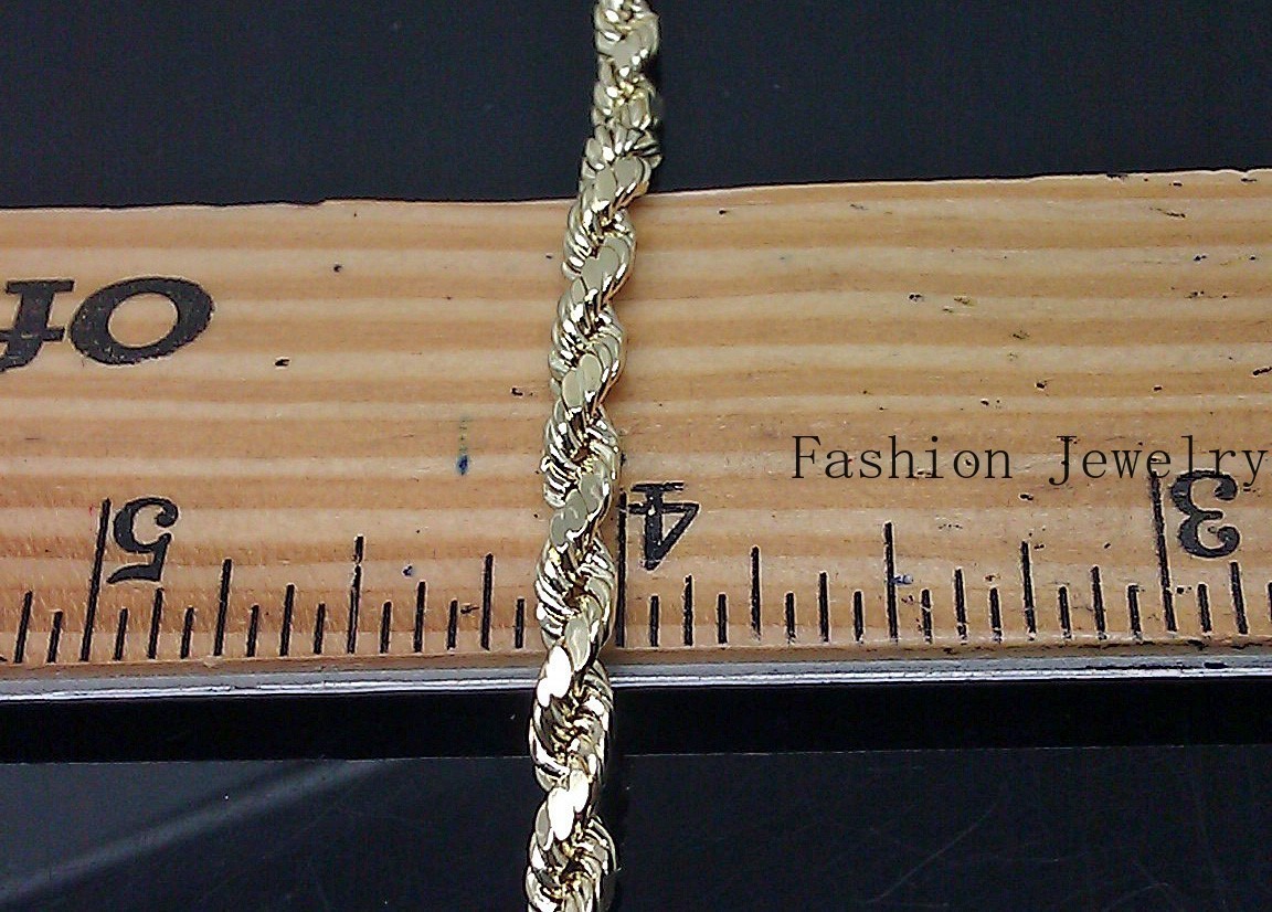 SOLID 10k Gold Rope Chain 5mm 20″ Diamond Cut Men Women