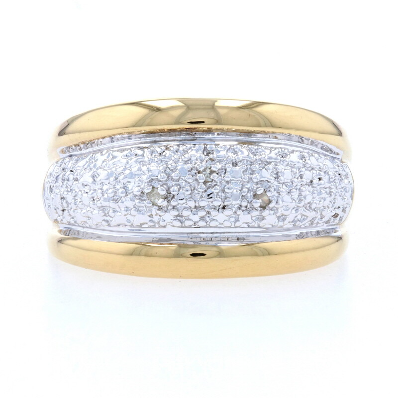 Sterling Silver Diamond-Accented Dome Band -925 Gold Plated Single Cut Ring Sz 7