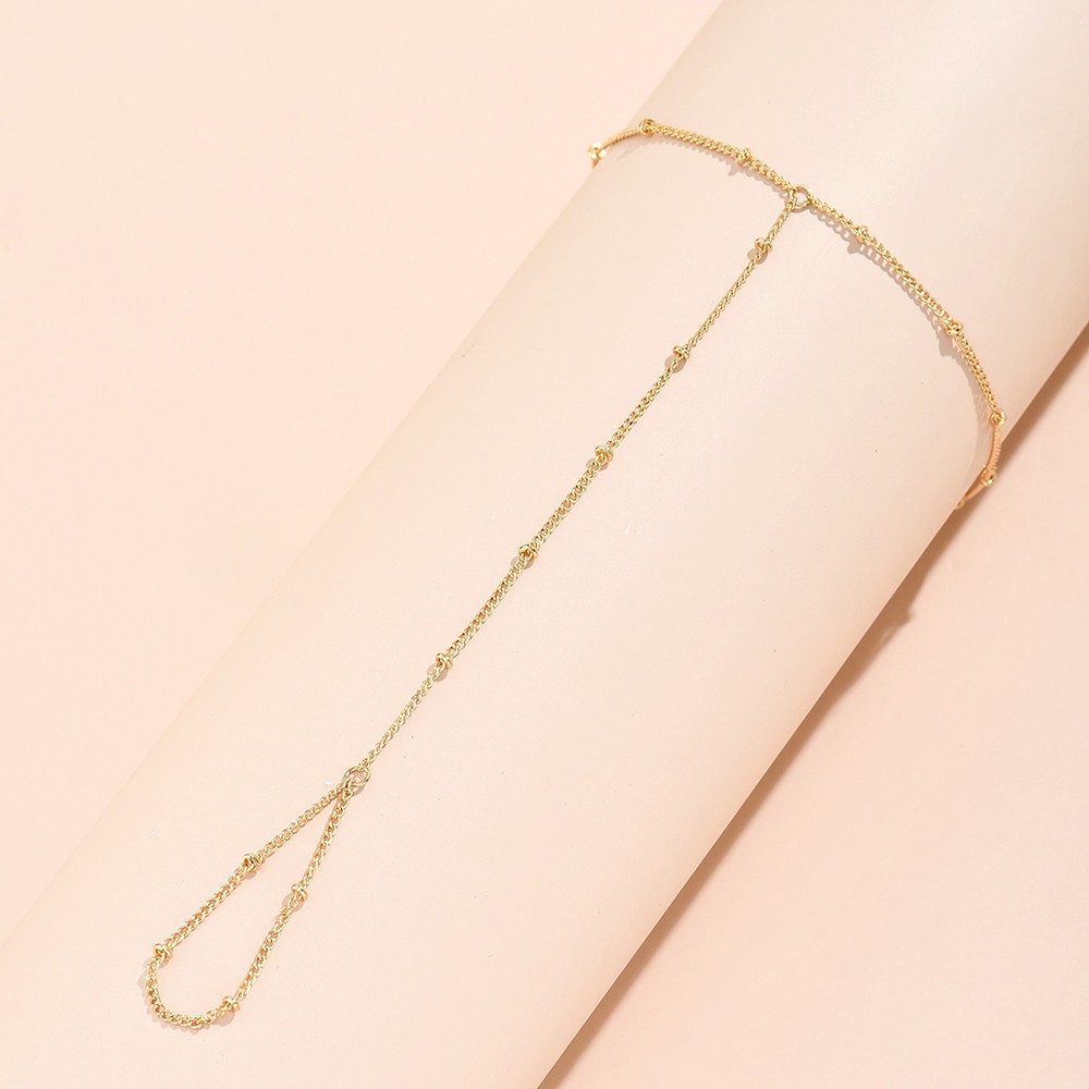 Gold Tone Chain Bracelet with Finger Ring Link Hand Harness Jewelry Women 1 Pc