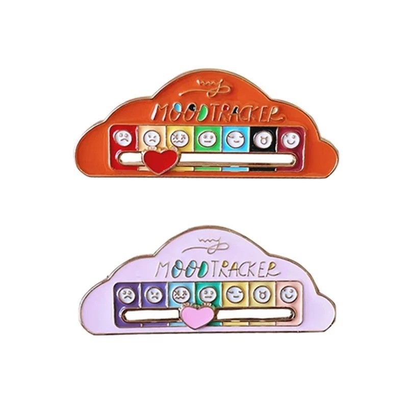 Funny Social Battery Slider Pin – 7-Mood Expression Badge, Cute Interactive Pin