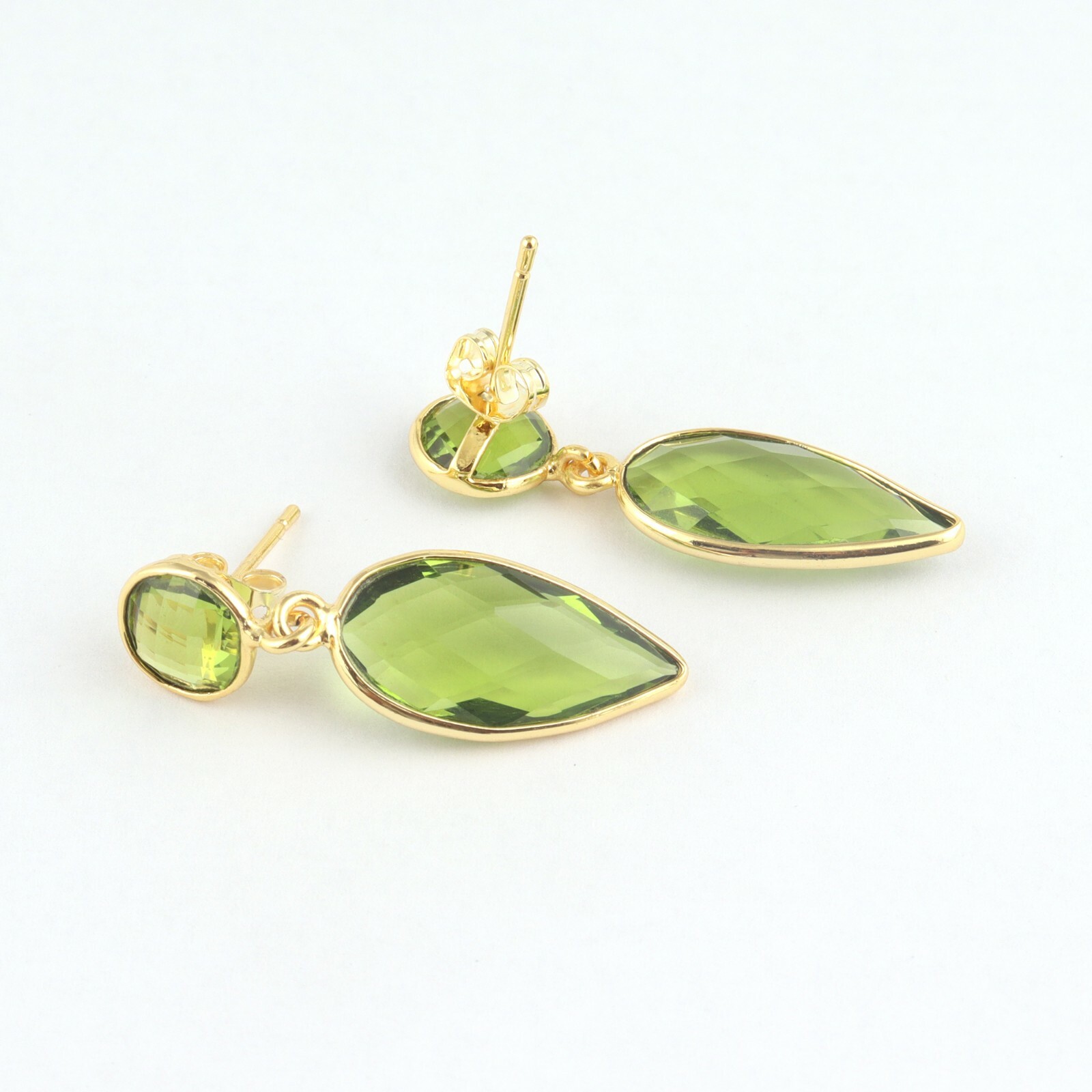 Latest Design Round Pear Hydro Quartz Gold Plated Bezel Set Drop Dangle Earrings