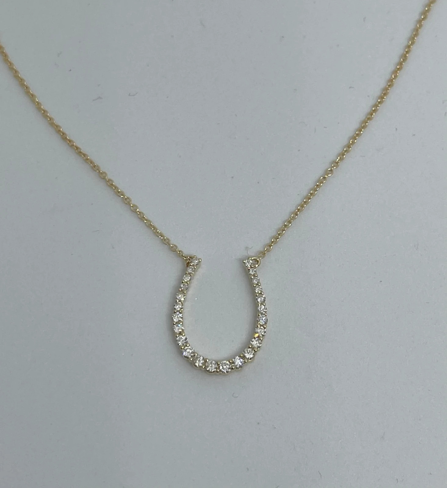 0.30 Ct Round EF VS Lab Grown Diamond Horseshoe Shape Necklace in 14K Gold