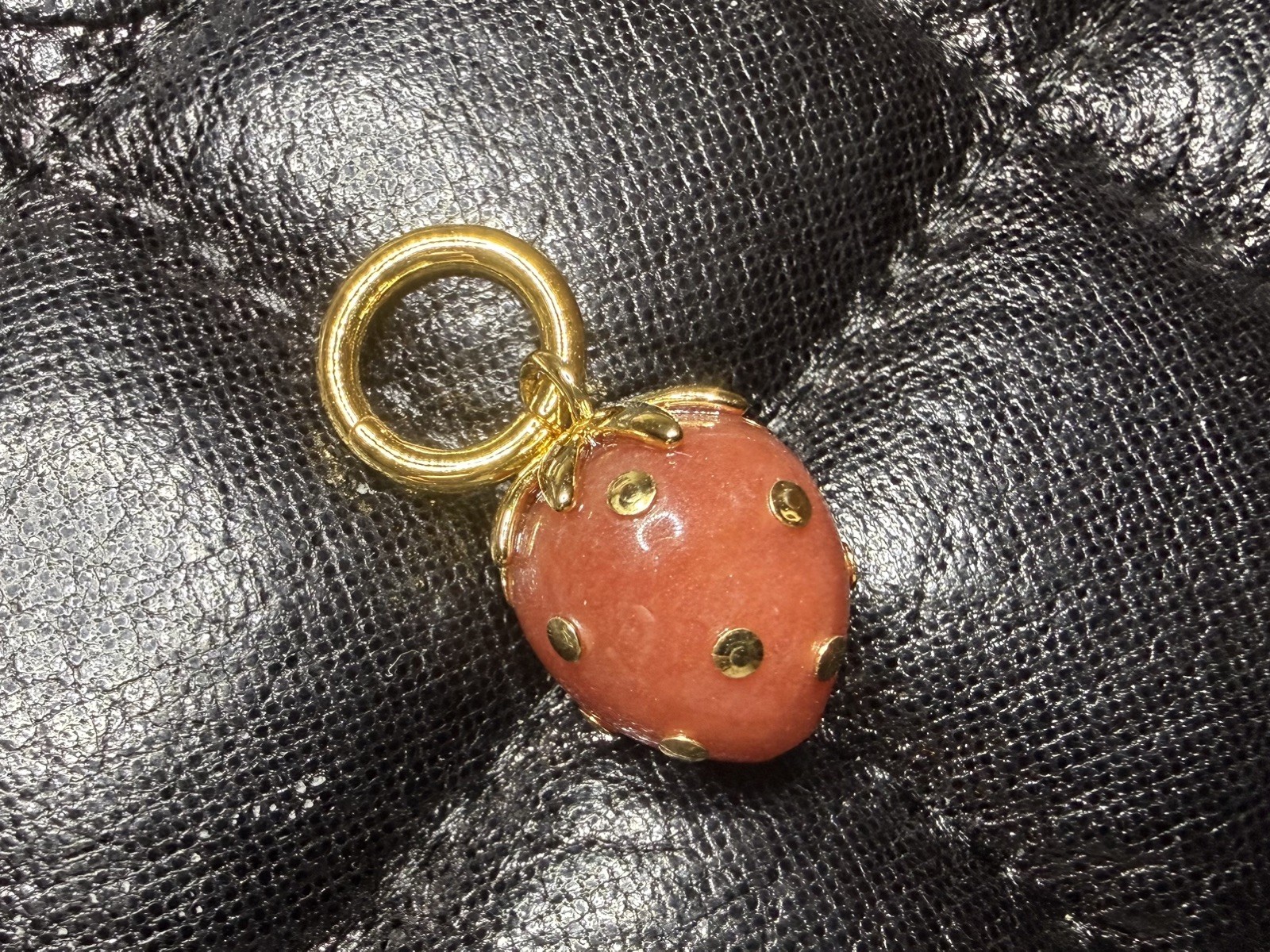 Madewell Semiprecious Strawberry Charm Antique Gold Red Brass Nickel Safe New