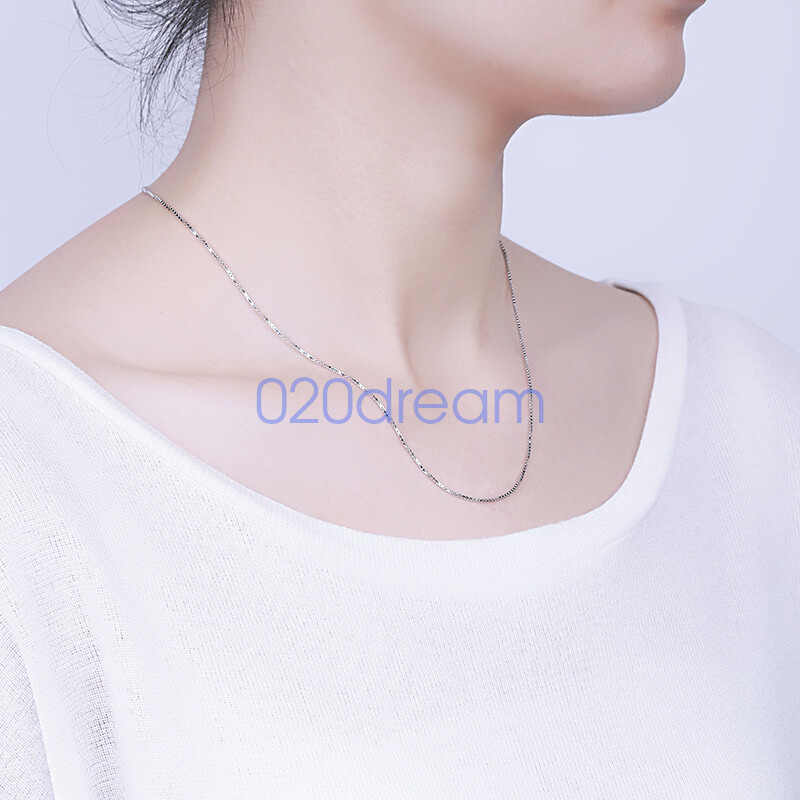 Real 925 Sterling Silver Necklace 0.8/1.0mm BOX Chain 14-26 Inch Stamped Italy