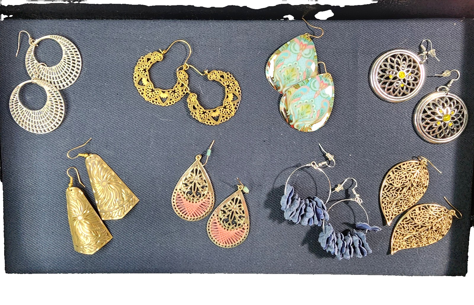 Boho Tribal Pierced Earring Jewelry Lot 8 Pair Vintage to Now Mixed Materials