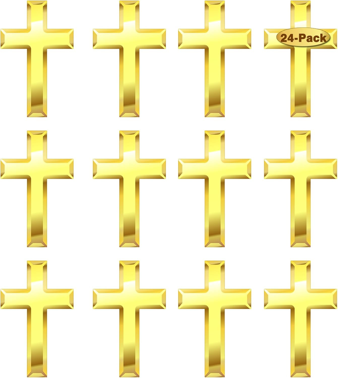 24/ Pcs Gold Cross Lapel Pins (1 In) for Men Women Religious Chaplain Pin