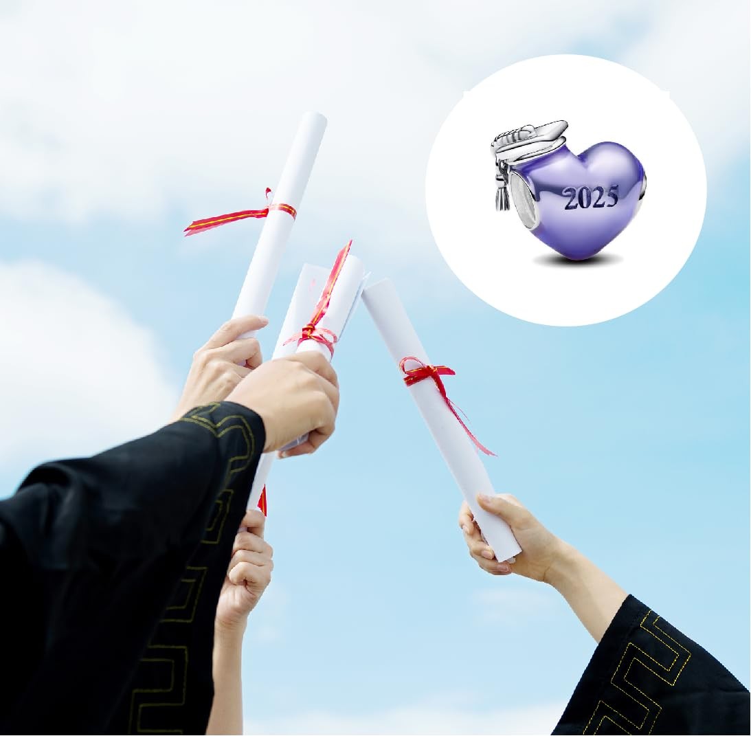 2025 Graduation Charms Compatible for Bracelets Heart Graduation Cap Charm Je…