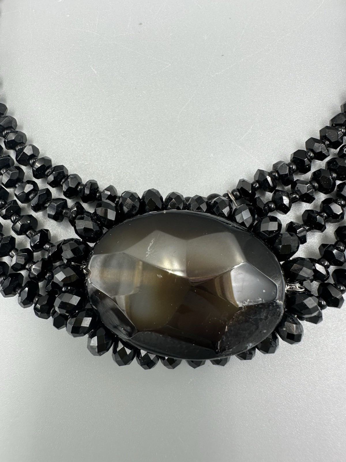 Ottaviani Bijoux Black Beaded Choker Necklace – Damaged
