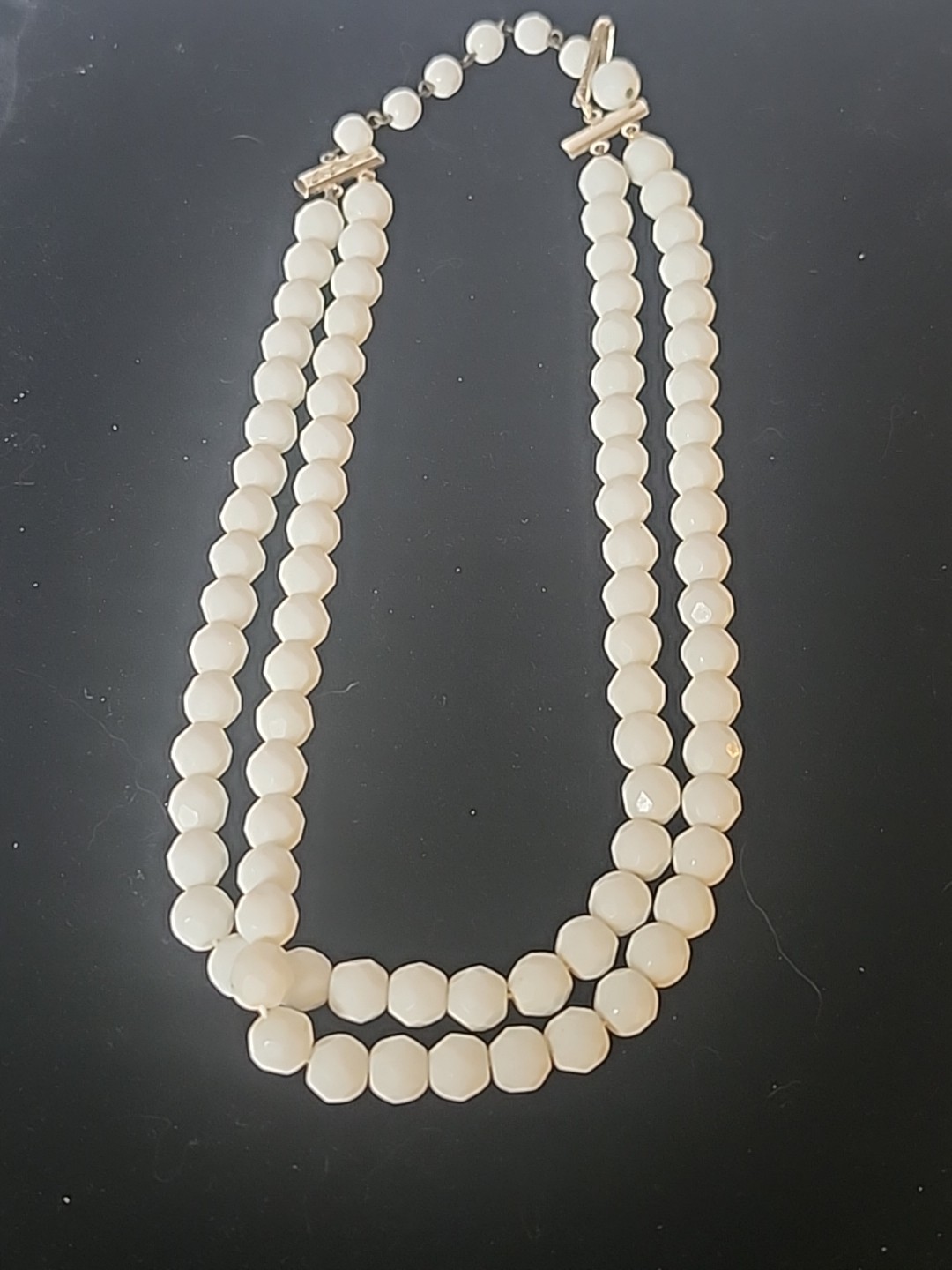 White Faceted Bead Necklace Choker 14 in Small