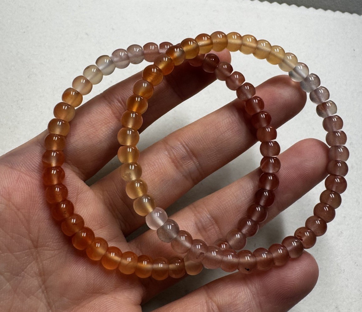 AAA 5.5mm straight cut ice beads nanhong agate Bracelet new in box 7” freeship