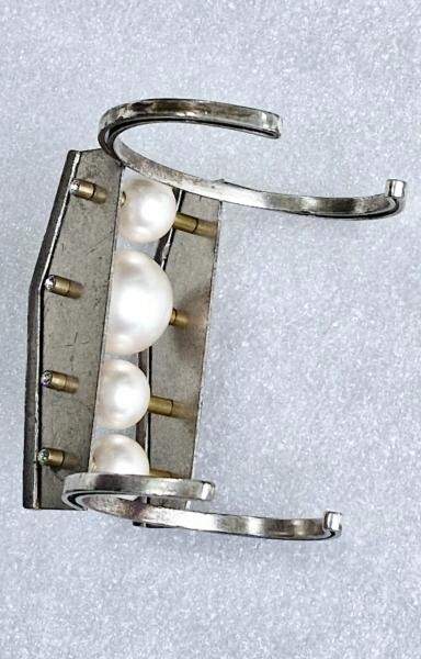 LANVIN brutalist Maxi PEARLS cuff by Alber Elbaz