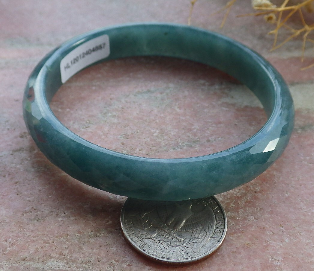 Video Certified Icy Green A JADE Jadeite Dia Cut Bangle Bracelet 59mm 手镯 683118