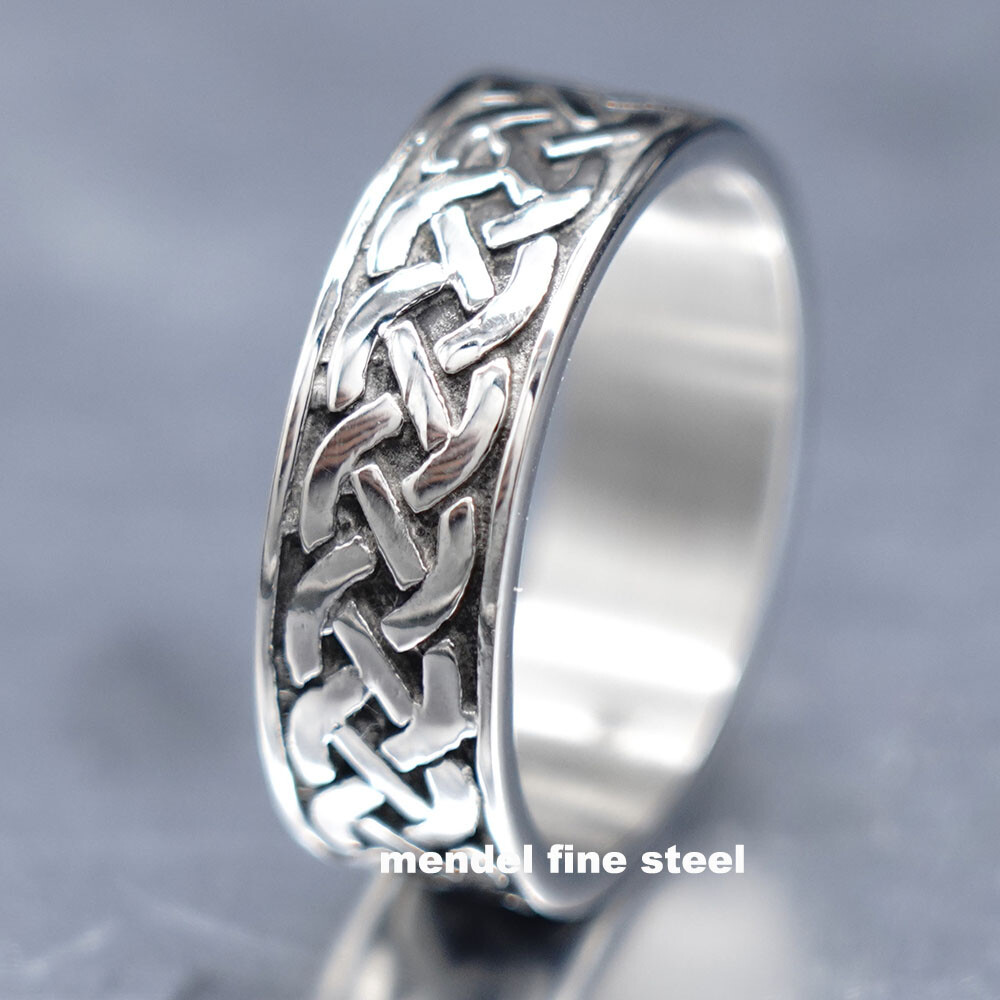 MENDEL Stainless Steel Mens Womens Celtic Irish Knot Band Ring Size 7 8 9 10-15