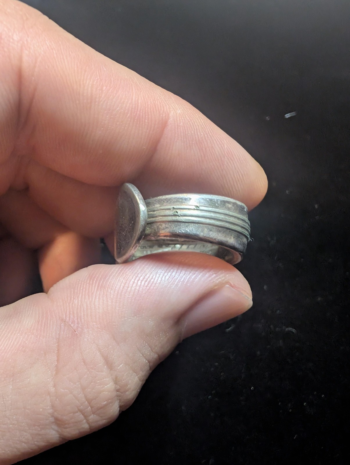 Silver Tone Wrap Band Ring Size 9 Floral Spoon Style Artisan Boho Jewelry