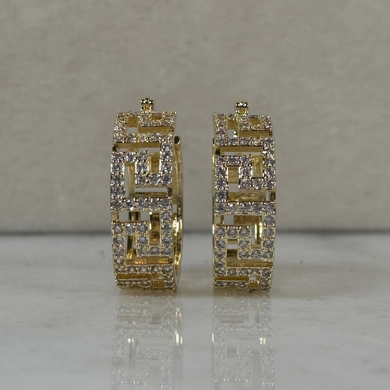 CZ Medium Hoop Earrings Style 6