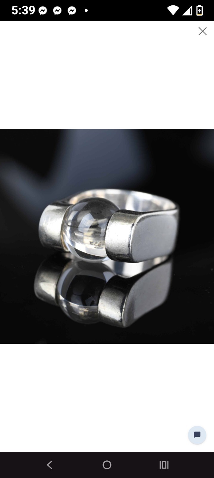 sterling silver crystal ball ring.