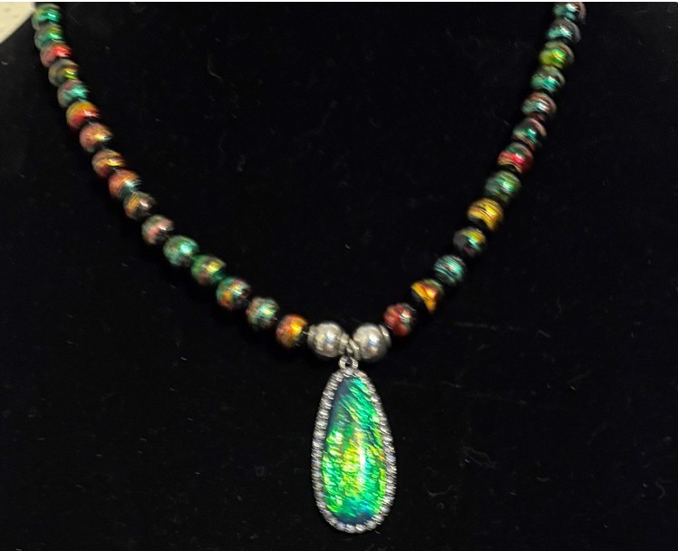 Necklace made with Rainbow Hematite Beads