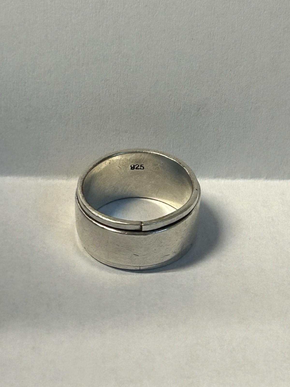 Sterling Silver 925 Spinner Band Ring Size 8.5 Wide Unisex Fidget Wedding